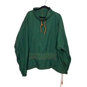 VTG Nike Miami Hurricanes Windbreaker Jacket Pullover Clima-fit Green Mens L/XL